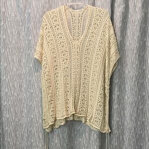 Cream Macrame Crochet Knit Top